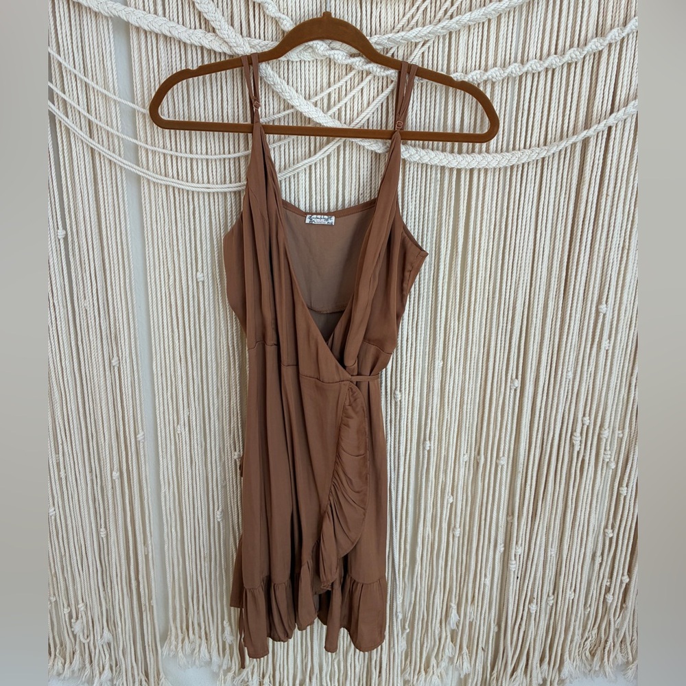 Free People Intimately Brown Bronze Tie Wrap Dress